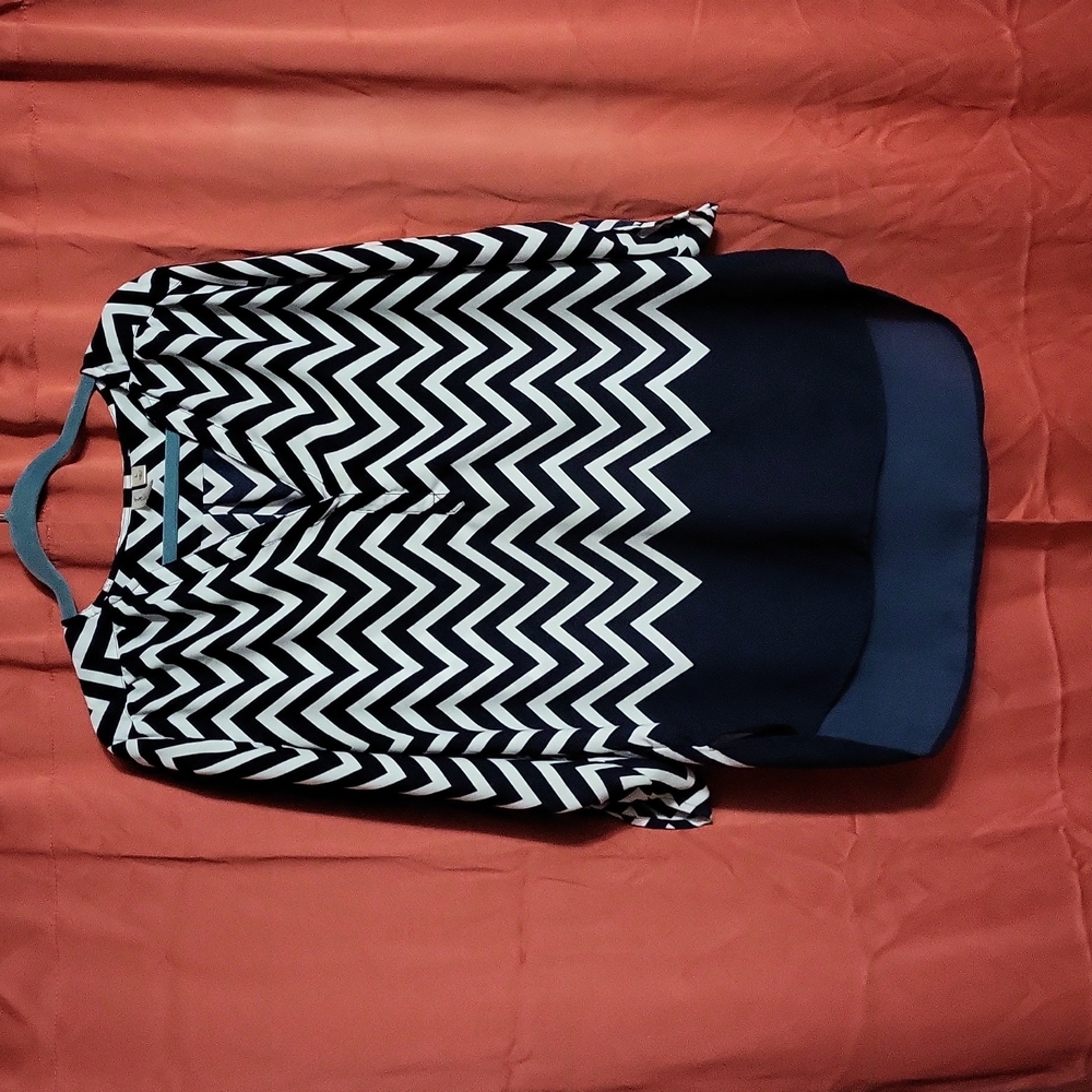 TACERA NAVY BLUE/WHITE BLOUSE
